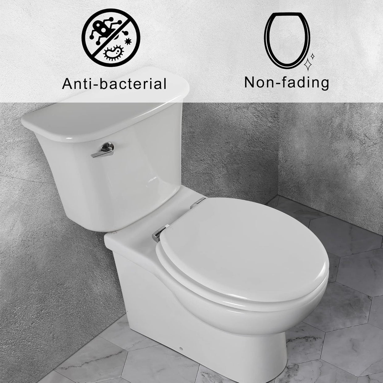 Durable Wooden Toilet Seat White Soft Close Quick Release Antibacterial - Kwikley