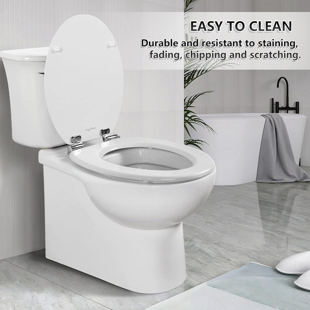 Durable Wooden Toilet Seat White Soft Close Quick Release Antibacterial - Kwikley