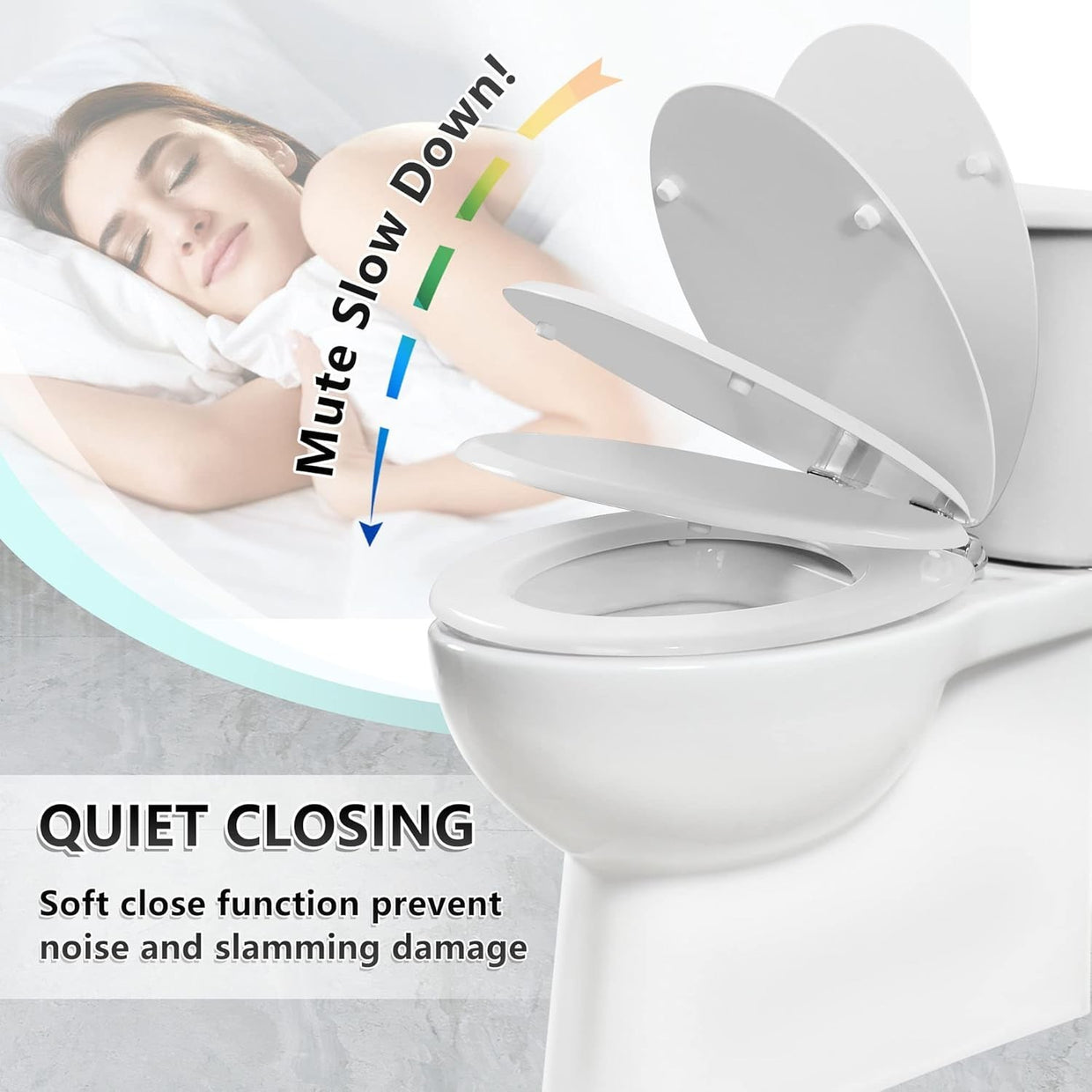 Durable Wooden Toilet Seat White Soft Close Quick Release Antibacterial - Kwikley