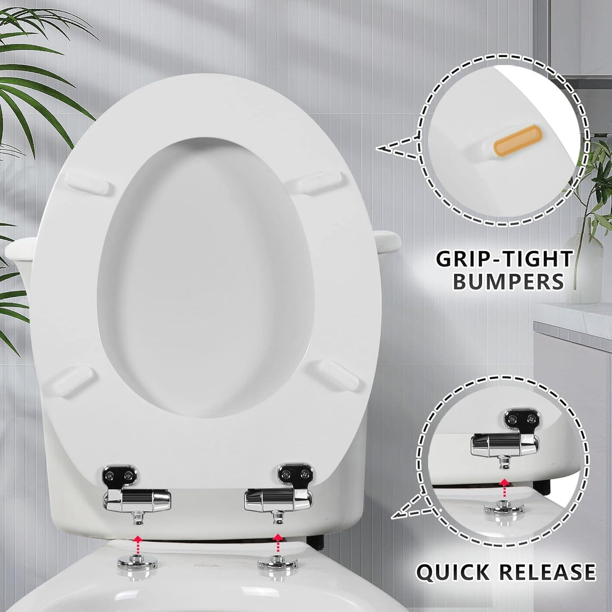 Durable Wooden Toilet Seat White Soft Close Quick Release Antibacterial - Kwikley