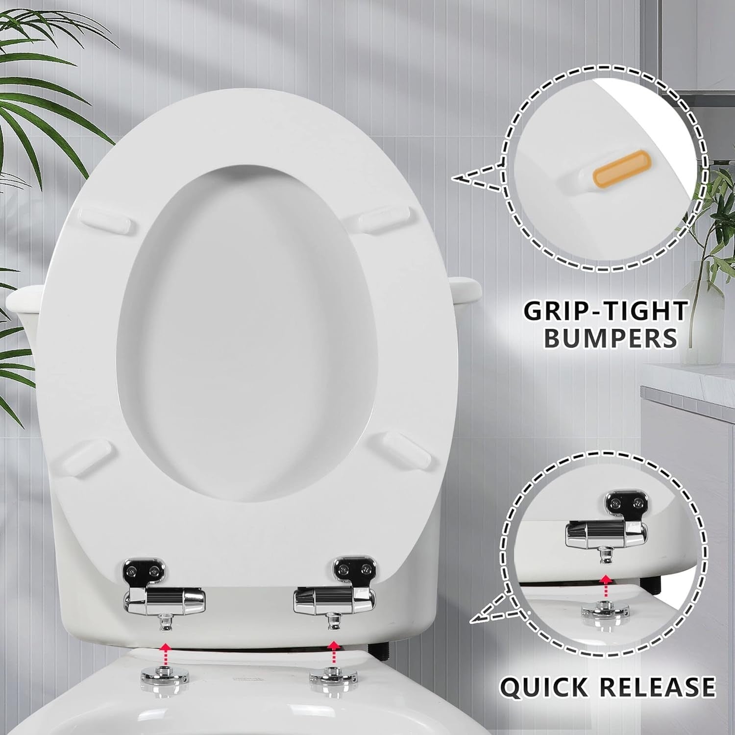 Durable Wooden Toilet Seat White Soft Close Quick Release Antibacterial - Kwikley