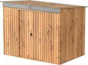 Duramax 8x6 Pent Roof Skylight Garden Shed Woodgrain Metal Outdoor Storage - Kwikley