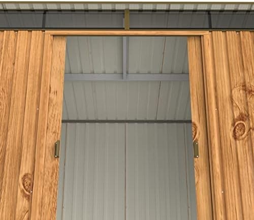 Duramax 8x6 Pent Roof Skylight Garden Shed Woodgrain Metal Outdoor Storage - Kwikley