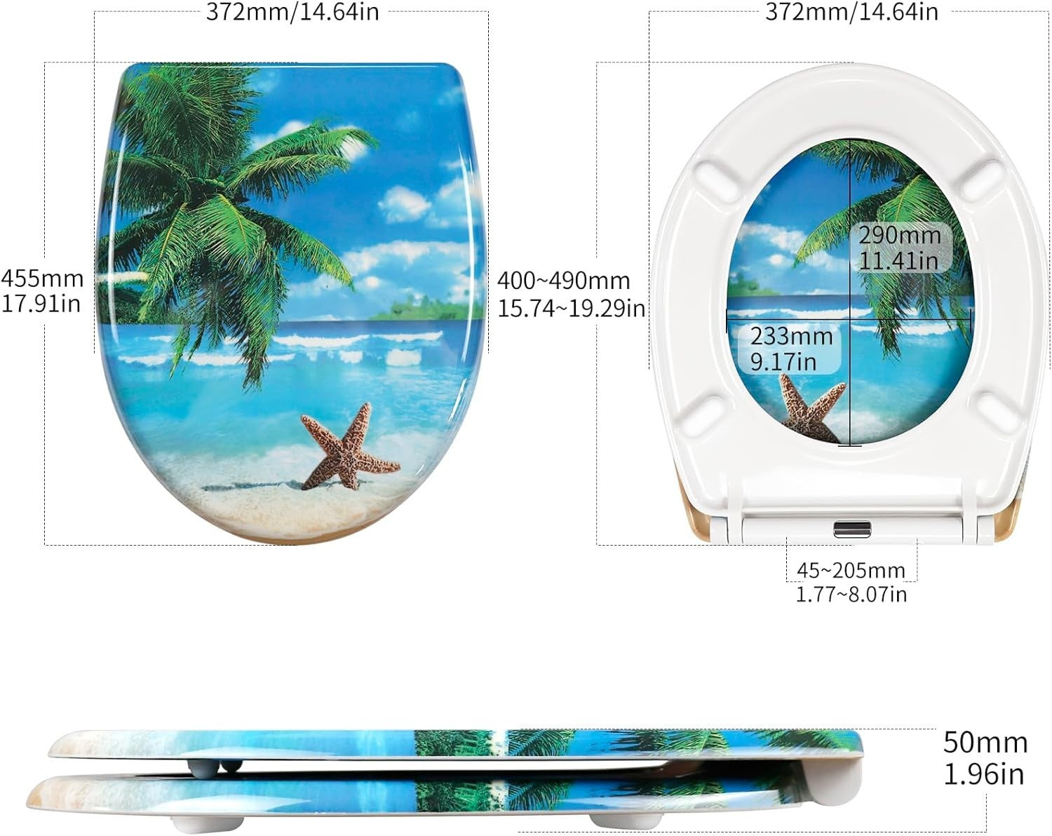 Duroplast Toilet Seat Quick Release Top Fix Colourful Patterns 45x37cm - Kwikley
