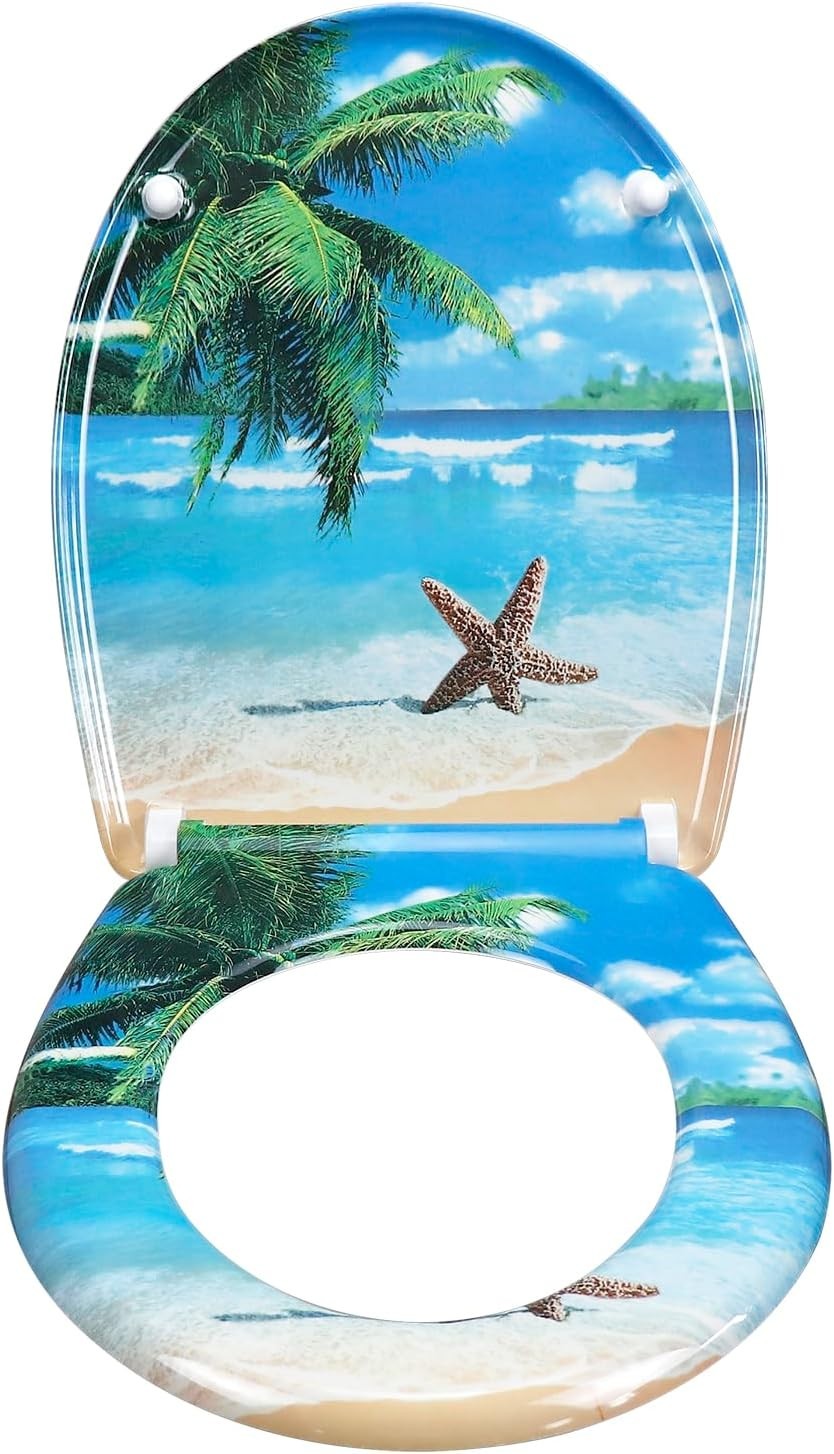 Duroplast Toilet Seat Quick Release Top Fix Colourful Patterns 45x37cm - Kwikley