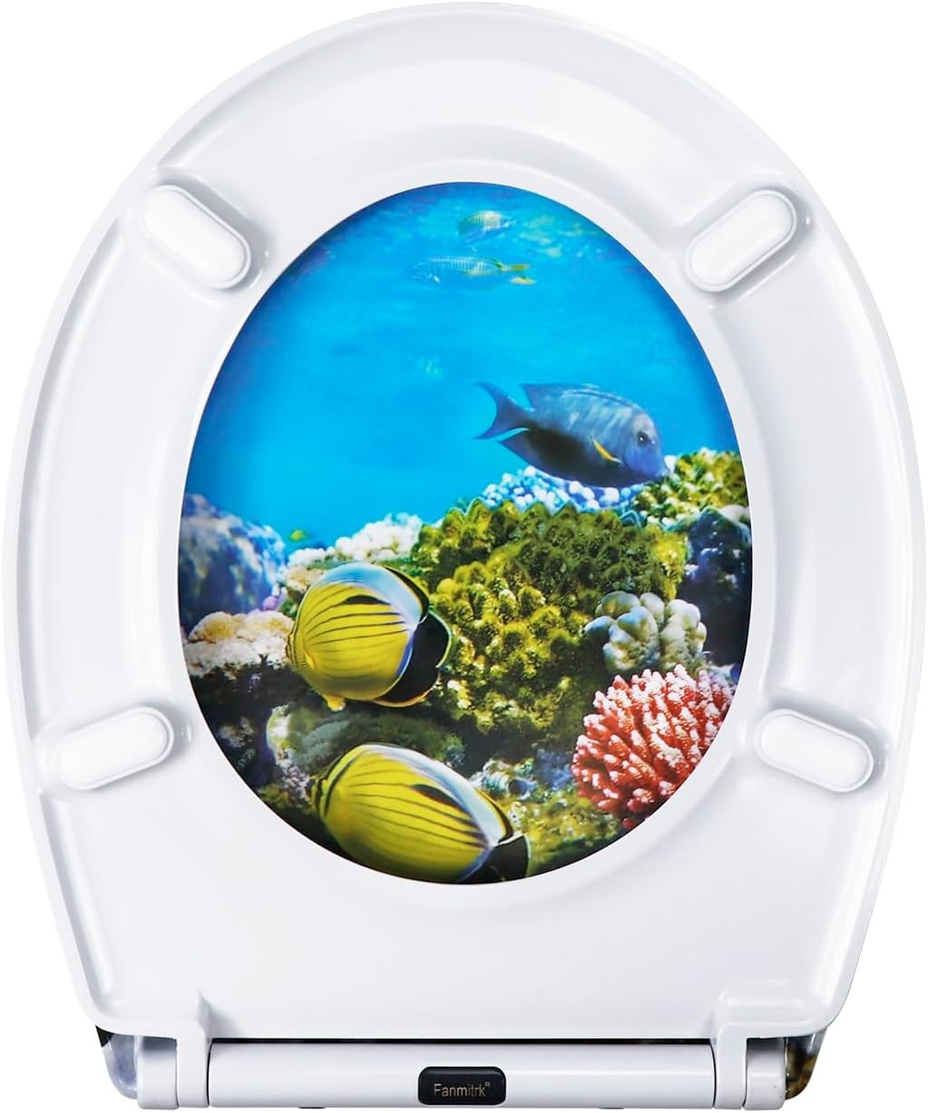 Duroplast Toilet Seat Soft Close Quick Release Top Fix Colorful Patterns 45x37cm - Kwikley