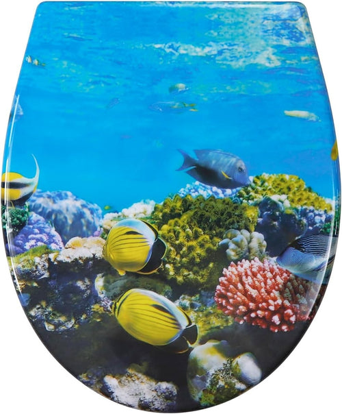 Duroplast Toilet Seat Soft Close Quick Release Top Fix Colorful Patterns 45x37cm - Kwikley