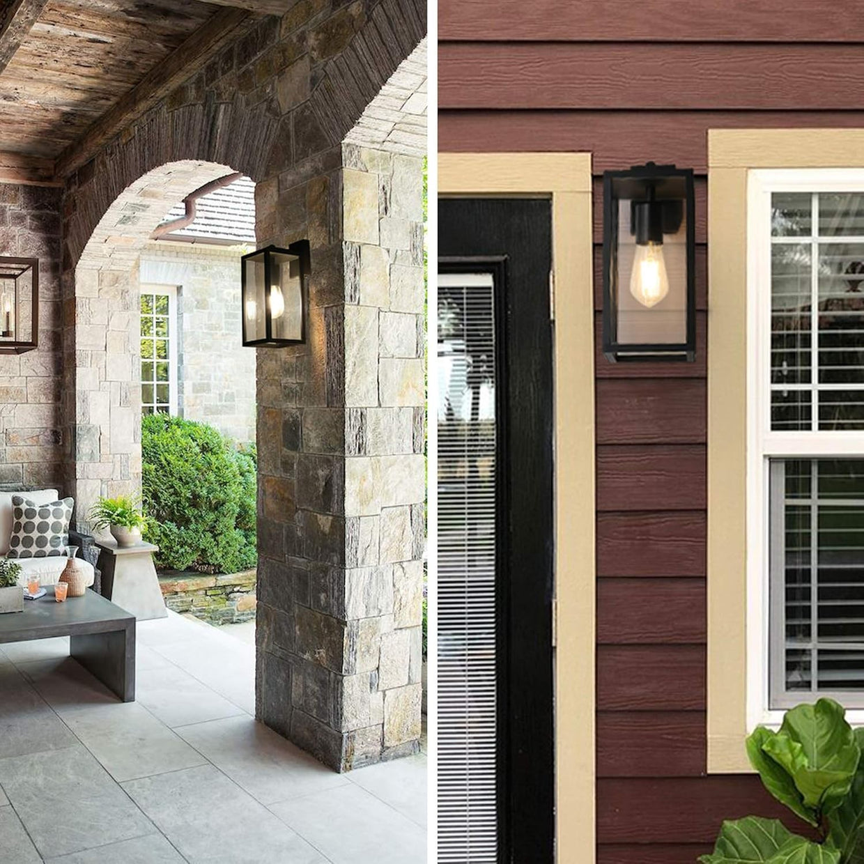 Dusk to Dawn Outdoor Wall Light Black Aluminum Lantern IP44 - Kwikley