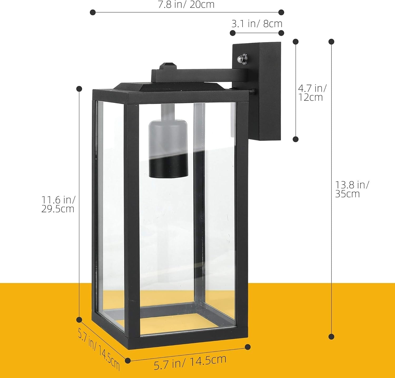 Dusk to Dawn Outdoor Wall Light Black Aluminum Lantern IP44 - Kwikley