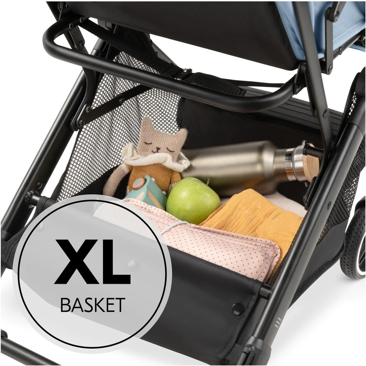 Dusty Blue Lightweight Travel Pushchair One Hand Fold Recline 22kg - Kwikley