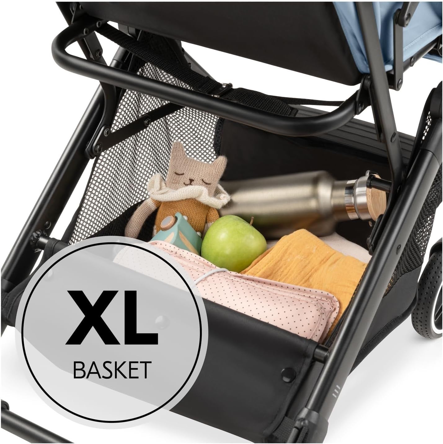 Dusty Blue Lightweight Travel Pushchair One Hand Fold Recline 22kg - Kwikley
