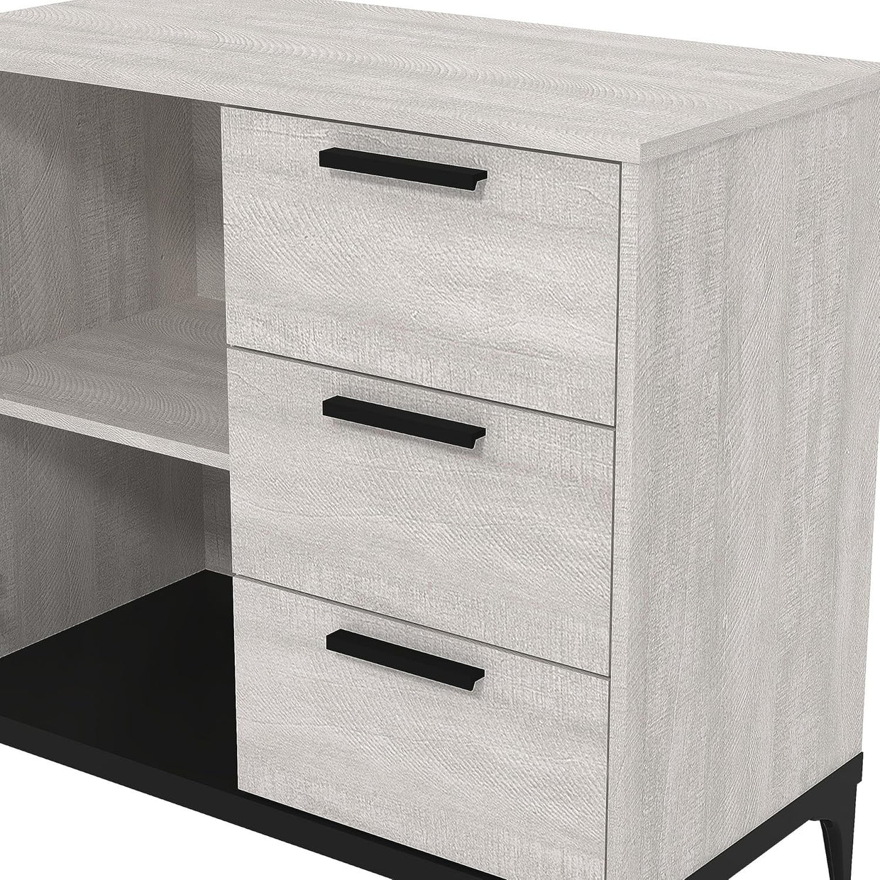Dusty Grey Oak Sideboard Storage Cabinet 1 Door 3 Drawer Adjustable Shelf Unit - Kwikley