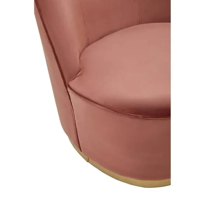 Dusty Pink Velvet Barrel Chair Gold Base Tub Seat for Bedroom Lounge Decor - Kwikley
