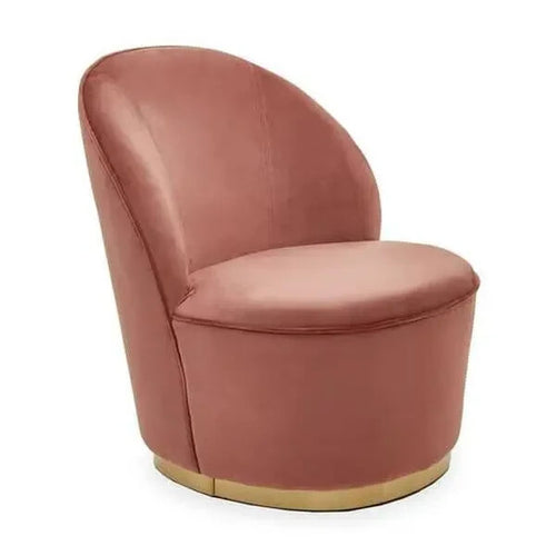 Dusty Pink Velvet Barrel Chair Gold Base Tub Seat for Bedroom Lounge Decor - Kwikley