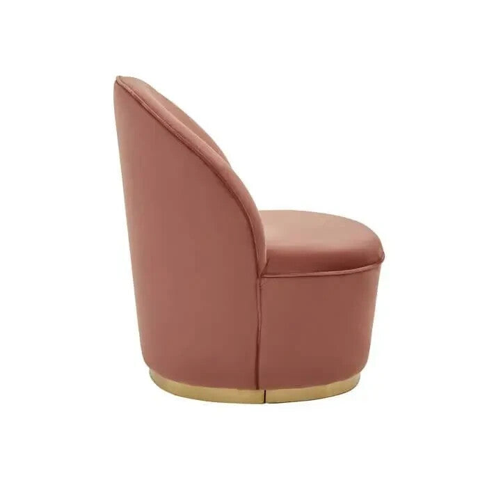 Dusty Pink Velvet Barrel Chair Gold Base Tub Seat for Bedroom Lounge Decor - Kwikley