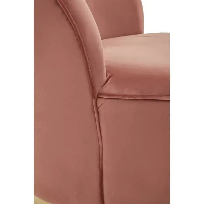 Dusty Pink Velvet Barrel Chair Gold Base Tub Seat for Bedroom Lounge Decor - Kwikley
