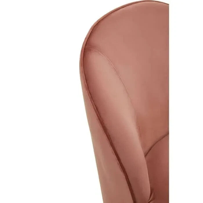 Dusty Pink Velvet Barrel Chair Gold Base Tub Seat for Bedroom Lounge Decor - Kwikley