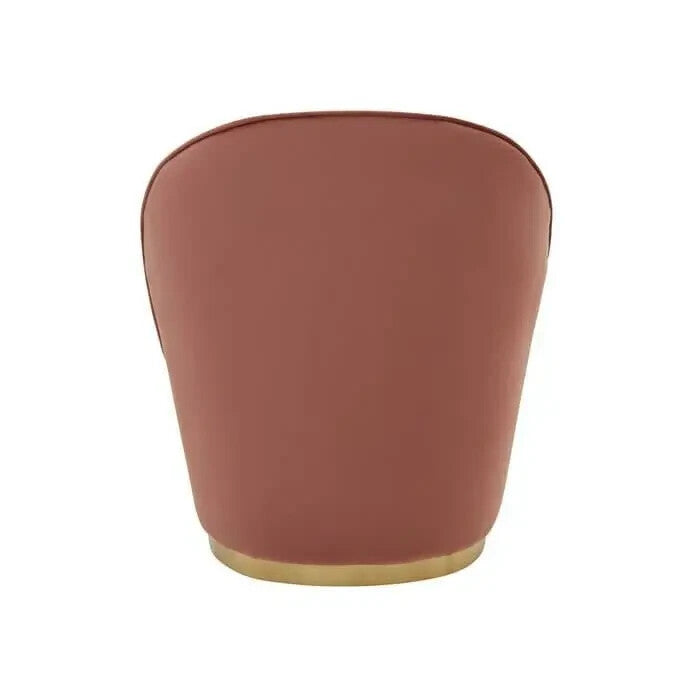 Dusty Pink Velvet Barrel Chair Gold Base Tub Seat for Bedroom Lounge Decor - Kwikley