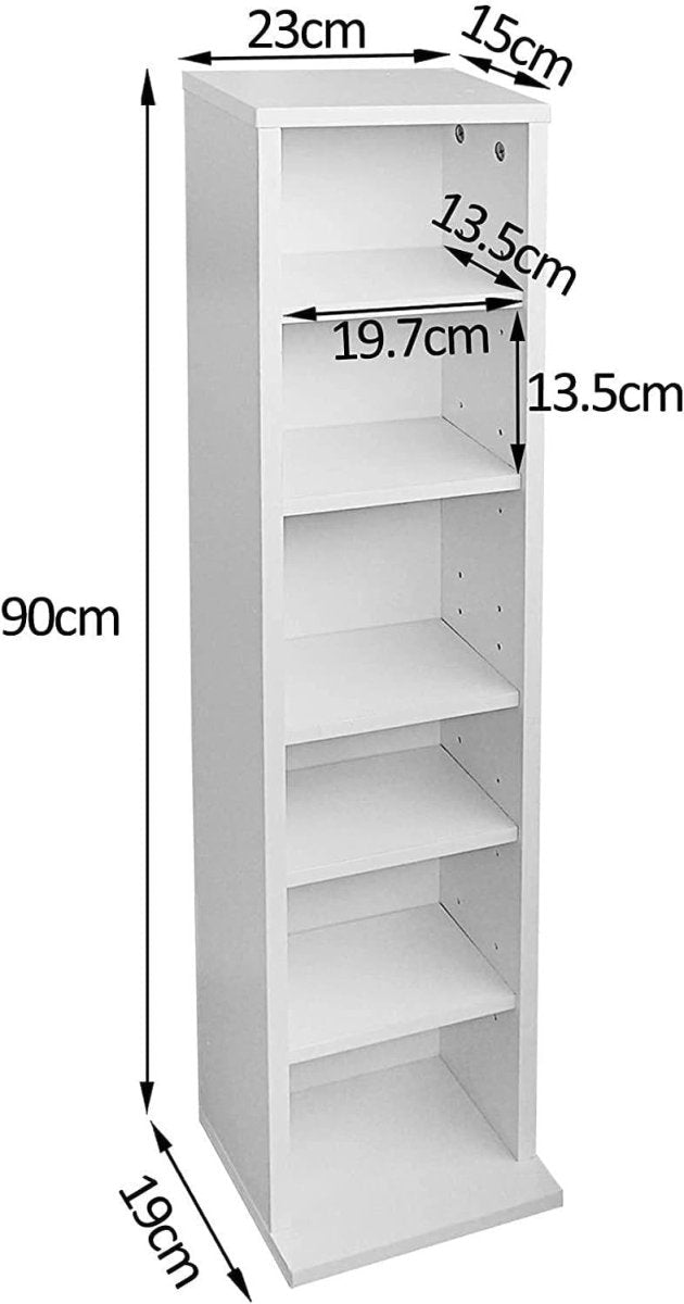 DVD CD Storage Tower Rack Media Shelf Organizer Cabinet White 100 Disc - Kwikley