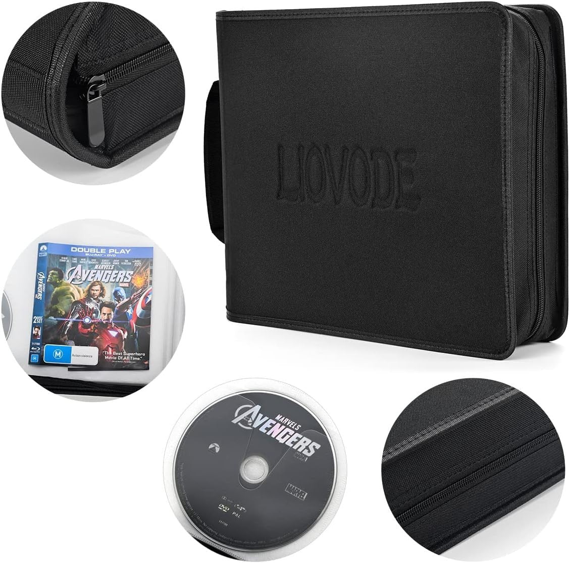 DVD CD Storage Wallet Holds 128 Discs 64 Booklets Organizer Case - Kwikley