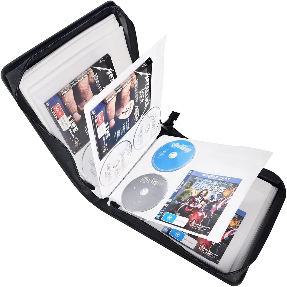DVD CD Storage Wallet Holds 128 Discs 64 Booklets Organizer Case - Kwikley