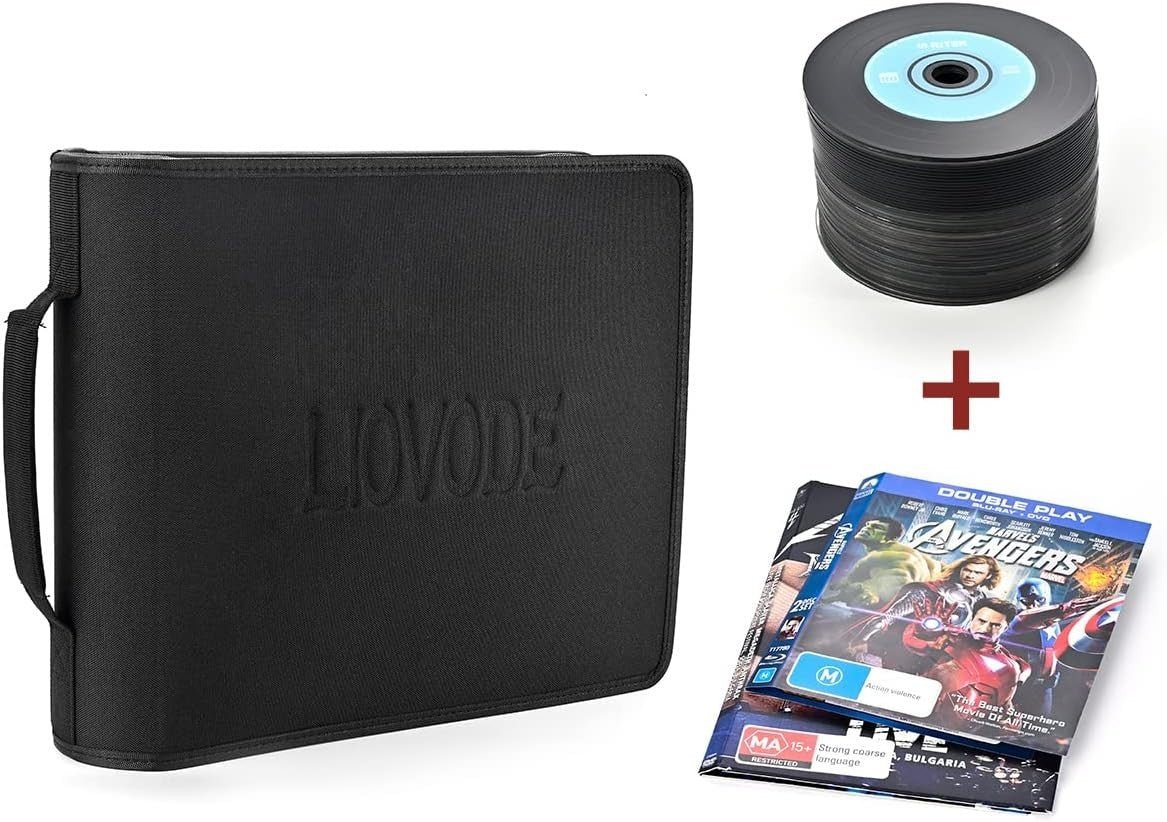 DVD CD Storage Wallet Holds 128 Discs 64 Booklets Organizer Case - Kwikley