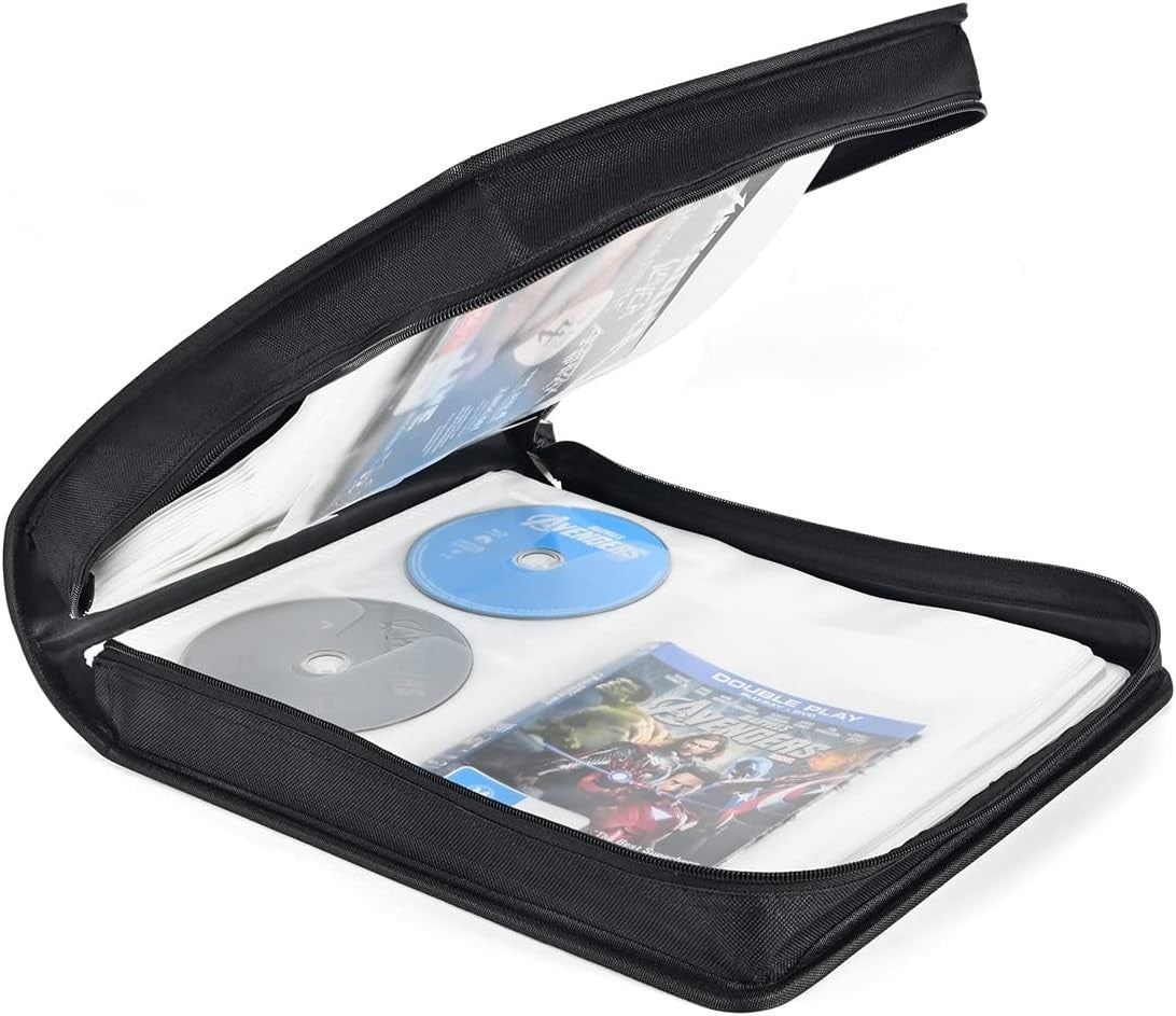 DVD CD Storage Wallet Holds 128 Discs 64 Booklets Organizer Case - Kwikley