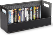 DVD Storage Box Organizer Holds 28 Cases Faux Leather Stackable - Kwikley