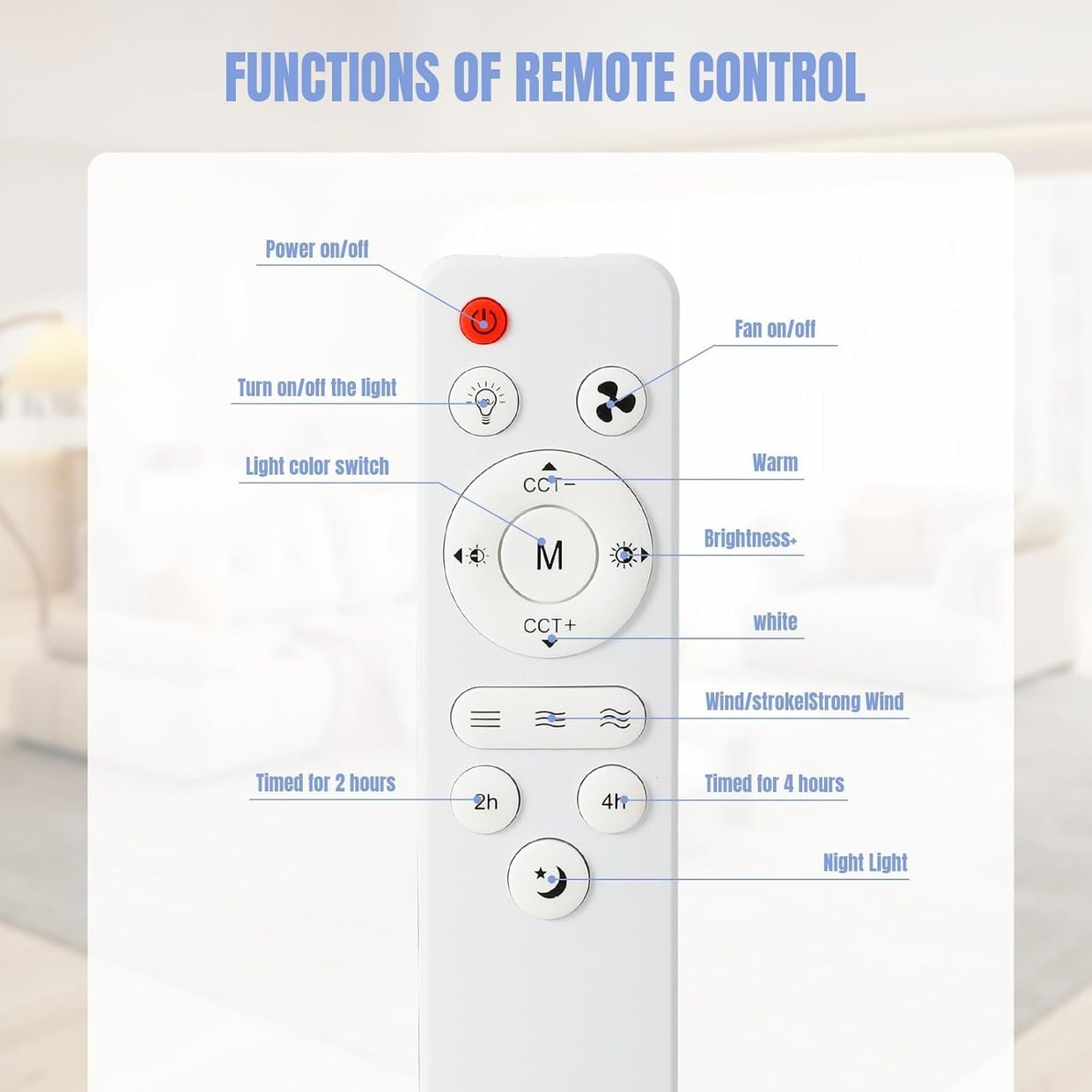 E27 Ceiling Fan Light, 3 Speeds, 3 Modes, Sleep Timer, Remote, Colorful - Kwikley
