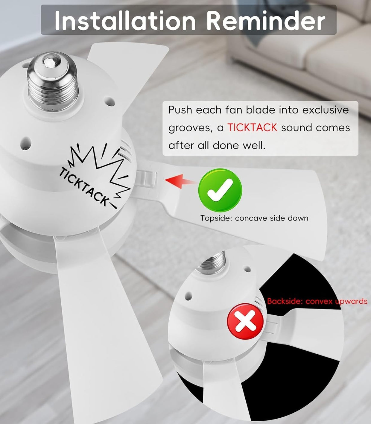 E27 Ceiling Fan Light, 40W, Dimmable, 3 Speed, Remote Control, Quiet, Timer - Kwikley