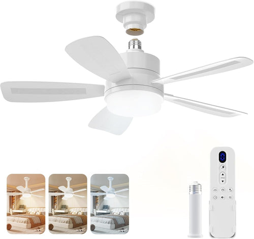 E27 Ceiling Fan Light 50cm, Dimmable LED 2000LM, 6 Speeds, Quiet Remote Control - Kwikley