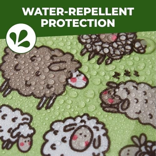Eco Chic Folding Shopping Trolley with 25L Detachable Tote – Cute Sheep Green - Kwikley