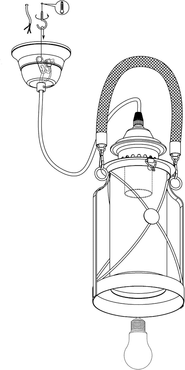 EGLO Bradford Black Steel Pendant Light Vintage Lantern E27 Dining Room - Kwikley