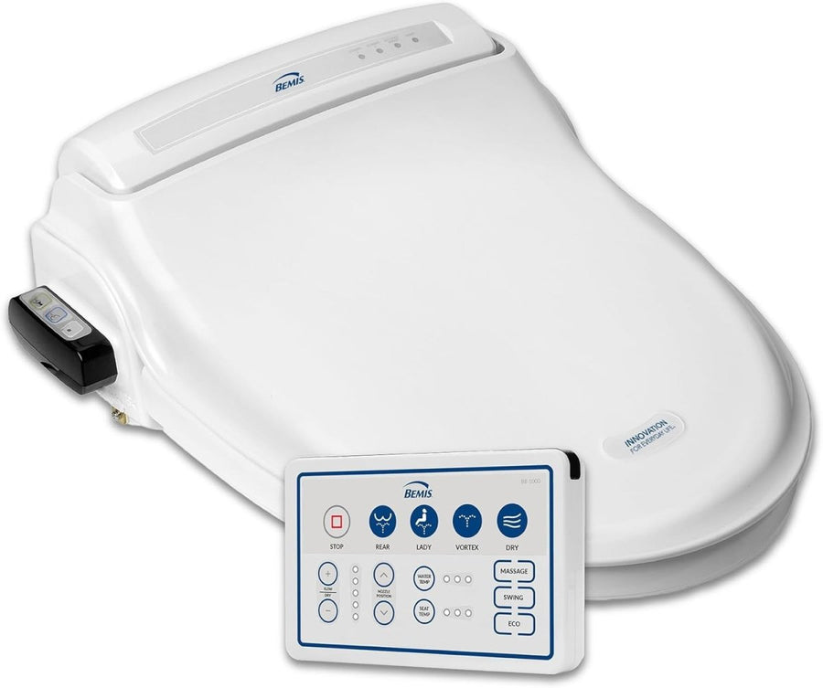 Electric Bidet Toilet Seat White Soft Close Warm Water Dryer Smart Remote - Kwikley