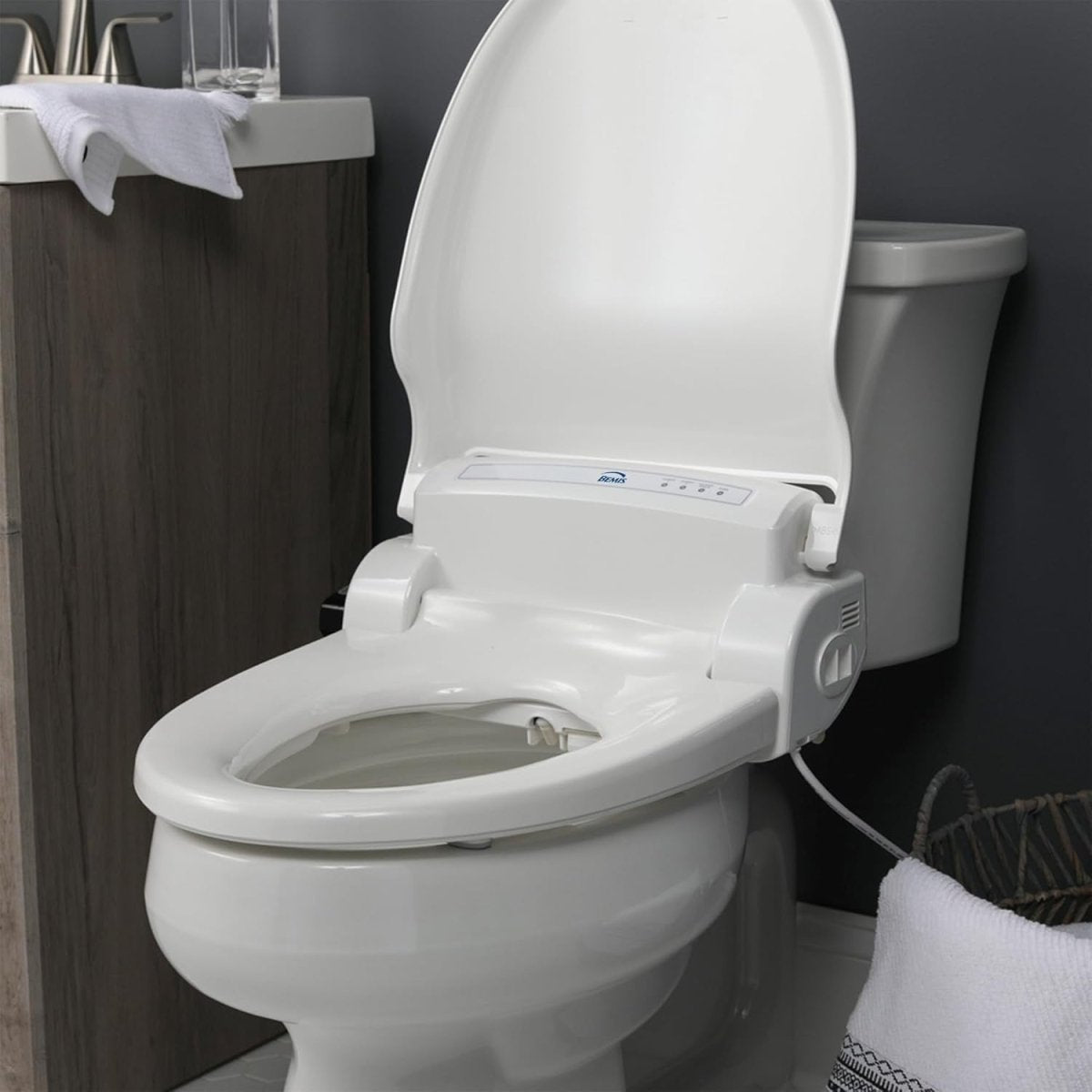 Electric Bidet Toilet Seat White Soft Close Warm Water Dryer Smart Remote - Kwikley