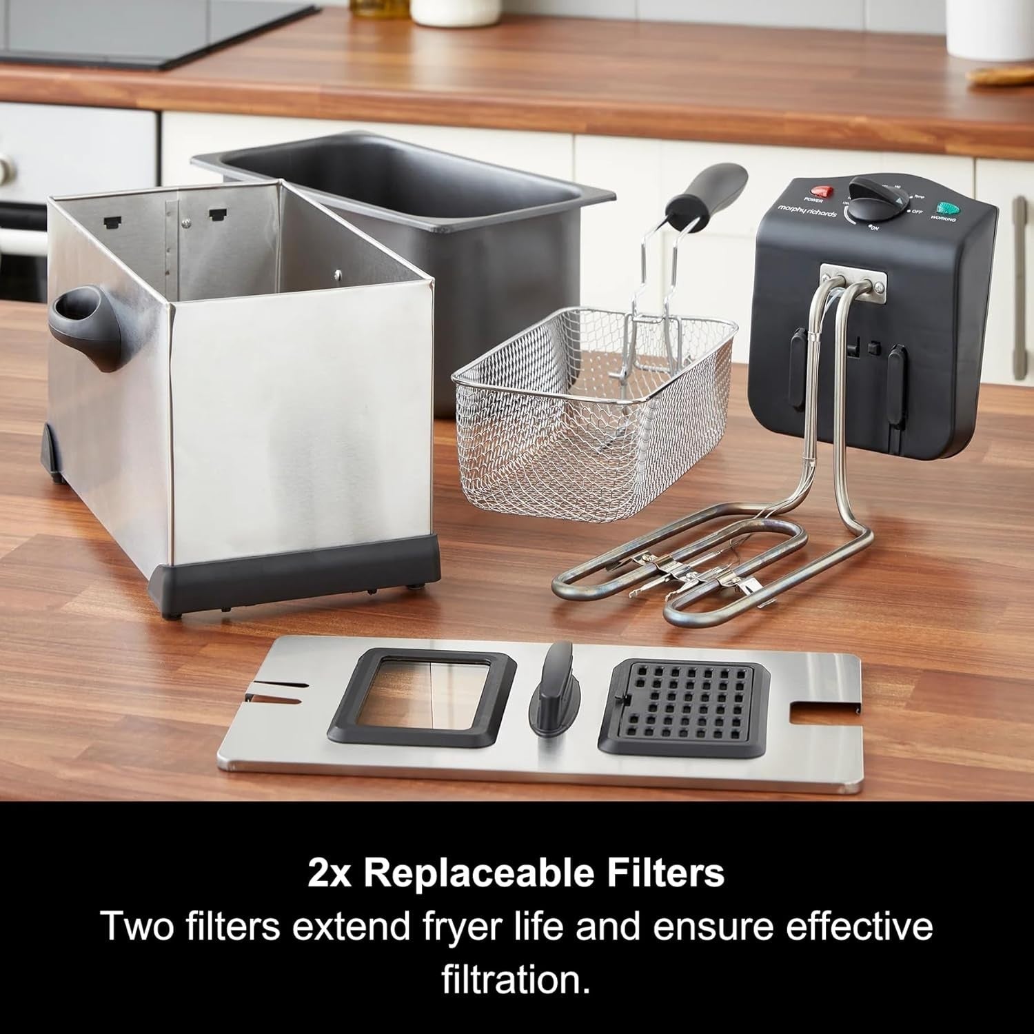 Electric Deep Fryer 3.5L Family Size 2000W Adjustable Temp Window - Kwikley