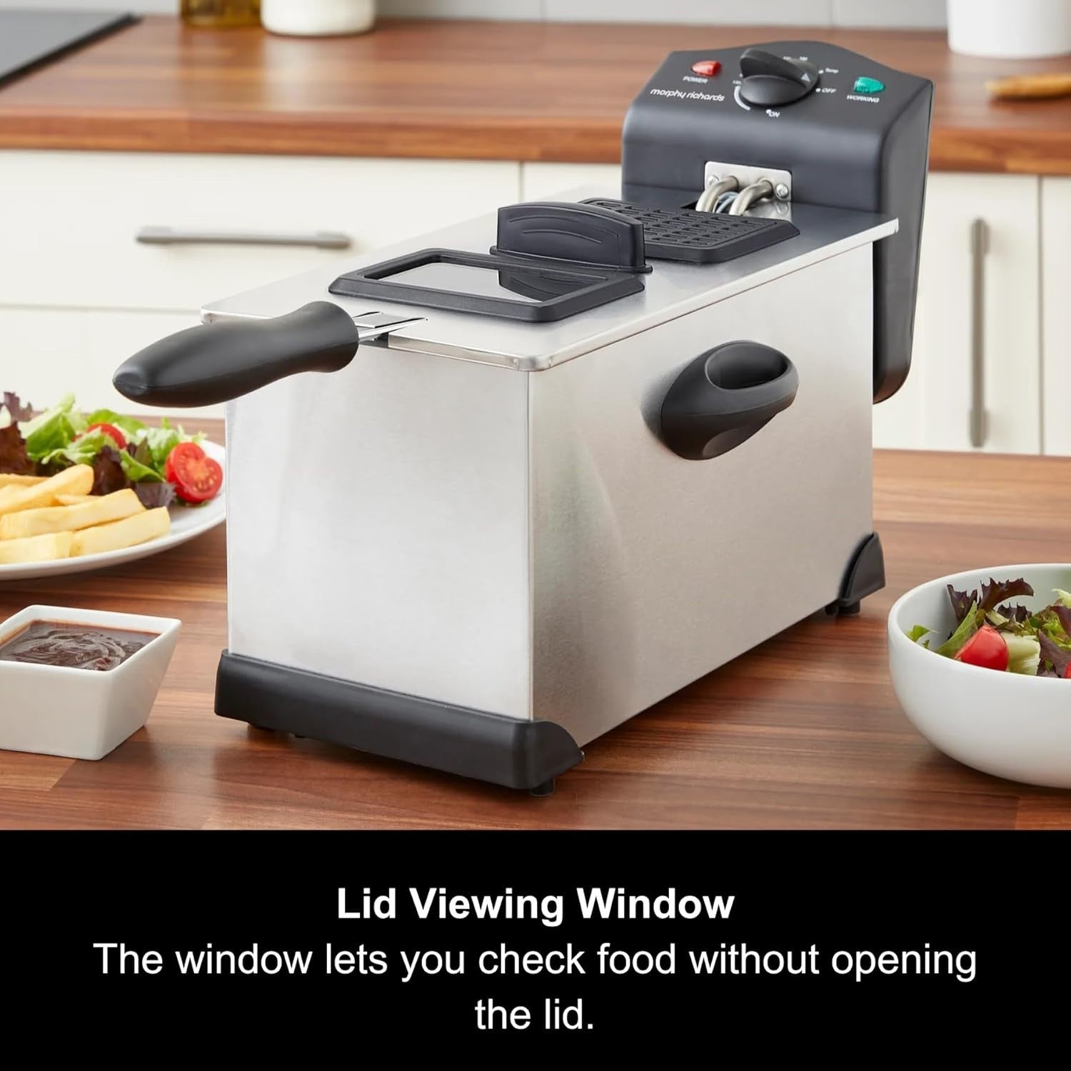 Electric Deep Fryer 3.5L Family Size 2000W Adjustable Temp Window - Kwikley