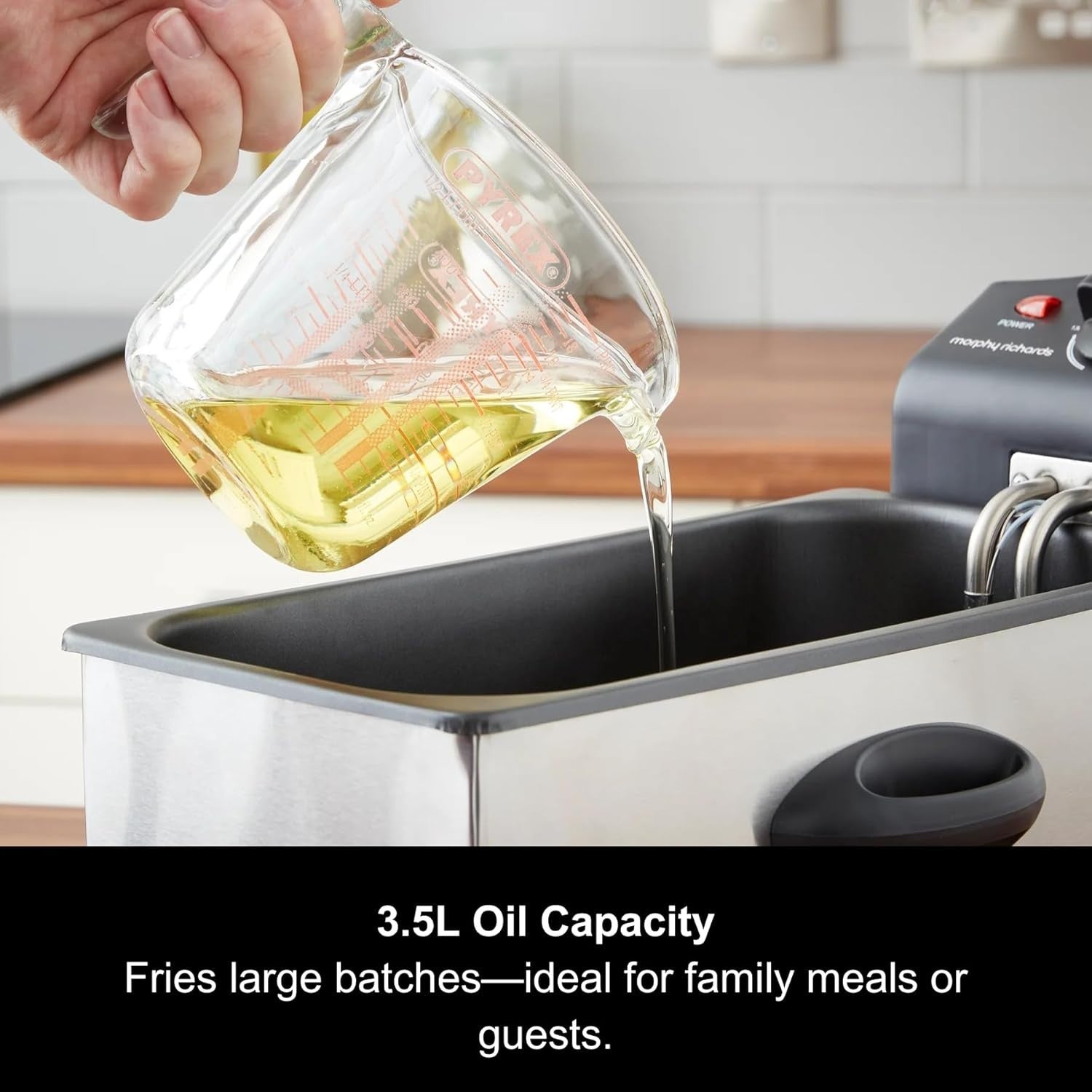 Electric Deep Fryer 3.5L Family Size 2000W Adjustable Temp Window - Kwikley