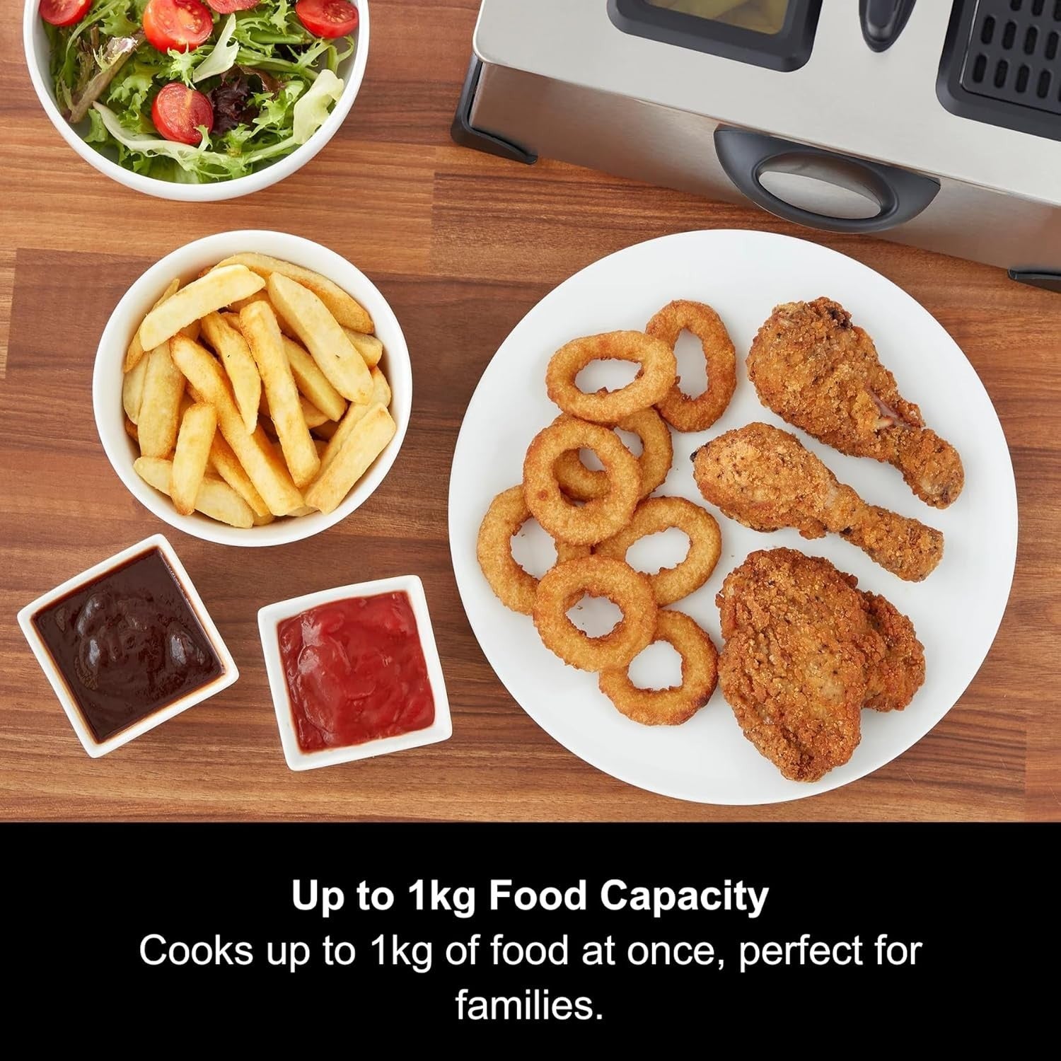 Electric Deep Fryer 3.5L Family Size 2000W Adjustable Temp Window - Kwikley