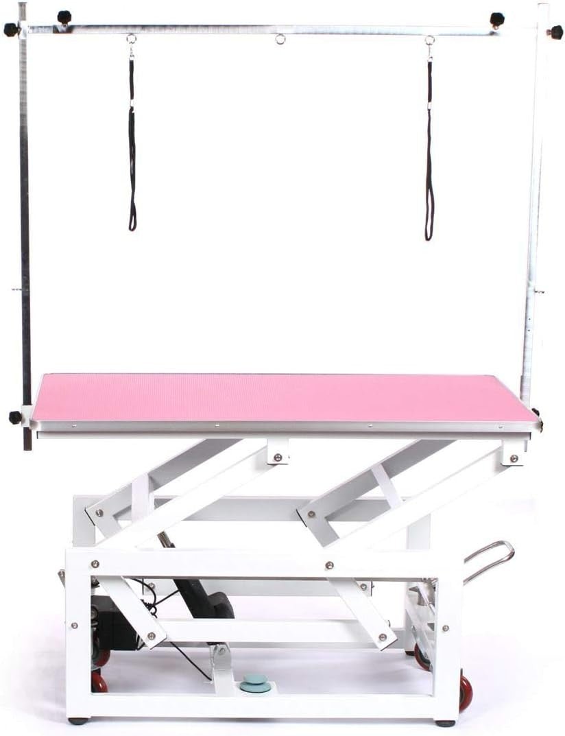 Electric Dog Grooming Table Adjustable Height Mobile Wheels Non Slip Top - Kwikley