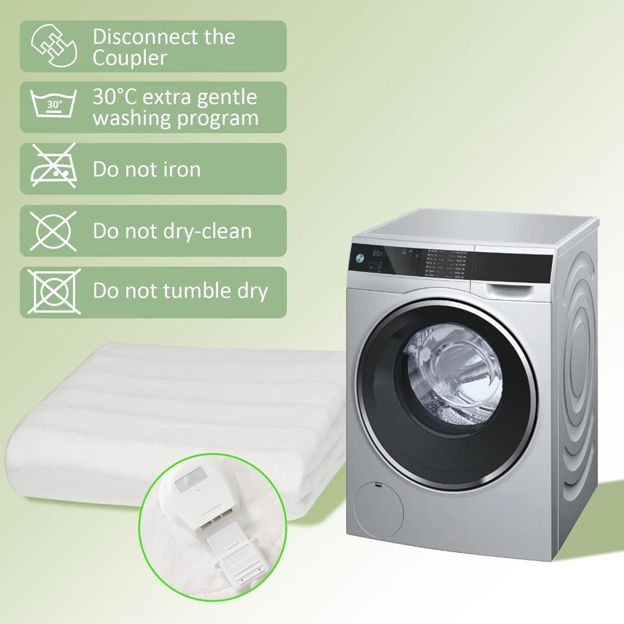 Electric Double Heated Underblanket 160x140cm 3 Heat Settings Auto Timer - Kwikley