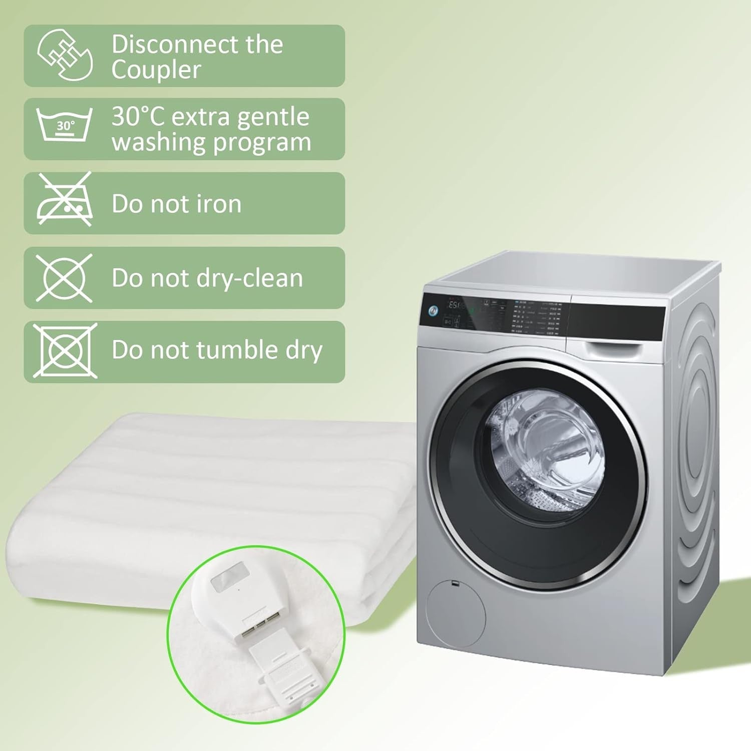 Electric Double Heated Underblanket 160x140cm 3 Heat Settings Auto Timer - Kwikley