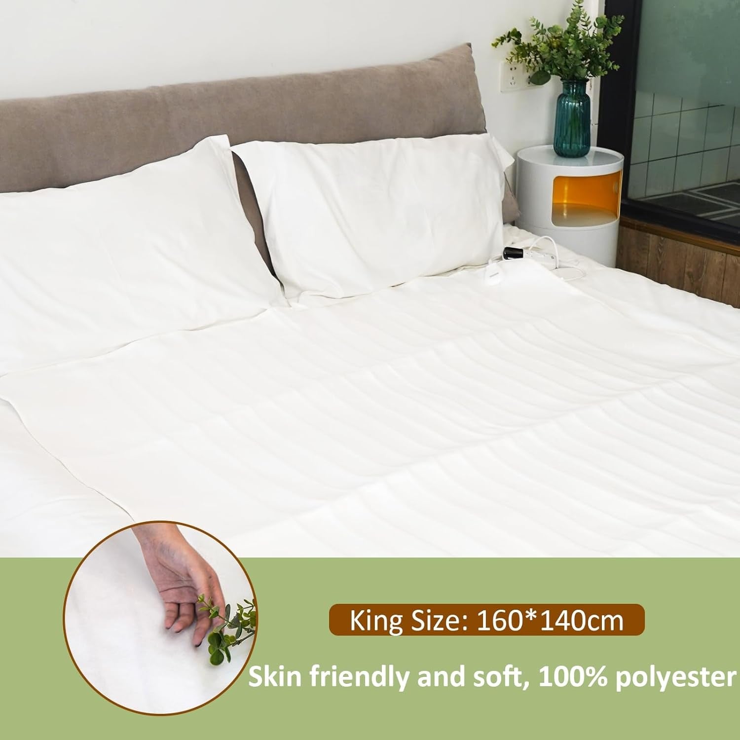 Electric Double Heated Underblanket 160x140cm 3 Heat Settings Auto Timer - Kwikley