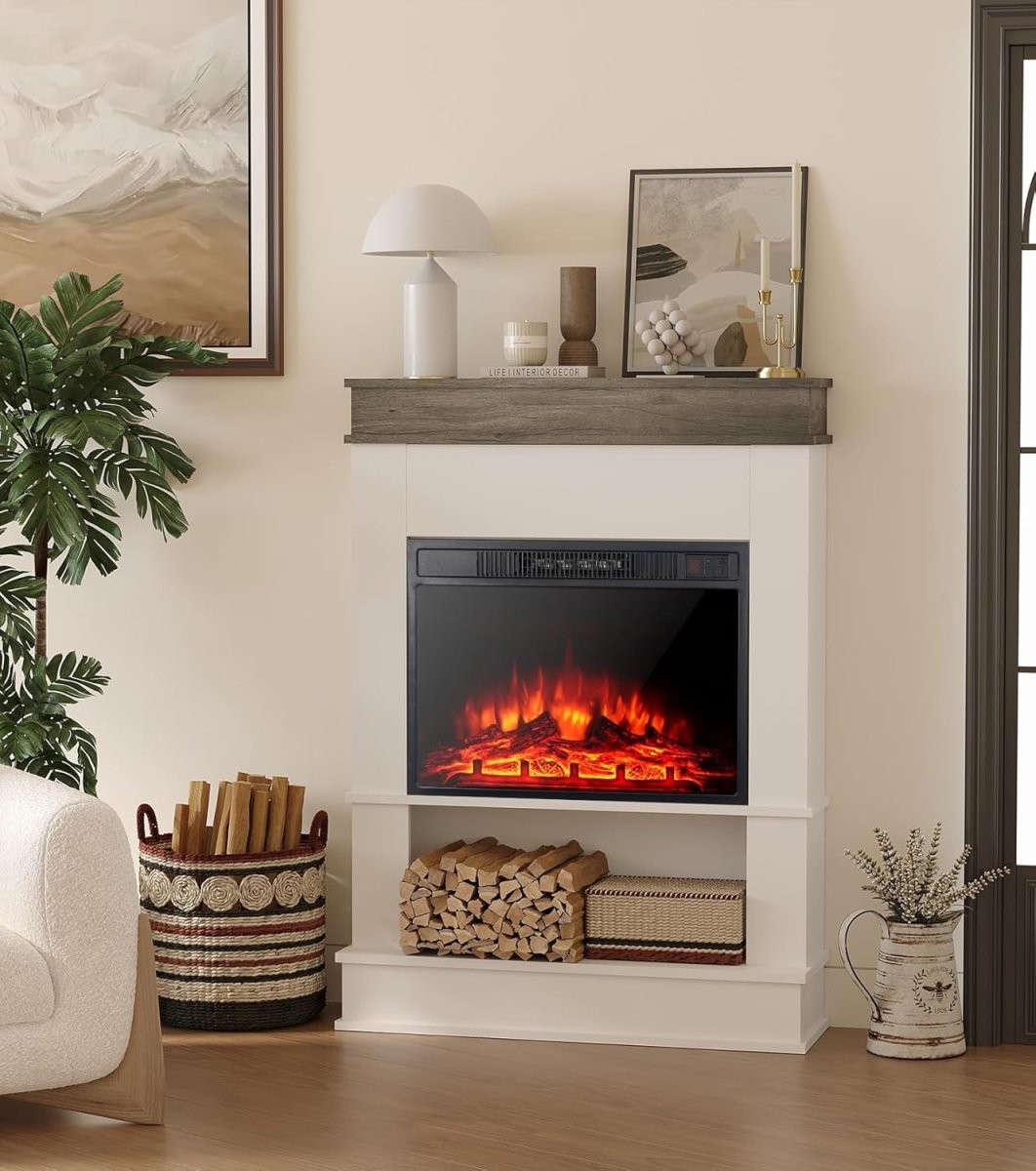 Electric Fireplace Suite 23” LED Flame Remote 900W/1800W Modern Heater - Kwikley
