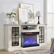 Electric Fireplace TV Stand 150cm Heater Cabinet with Storage & Remote - Kwikley