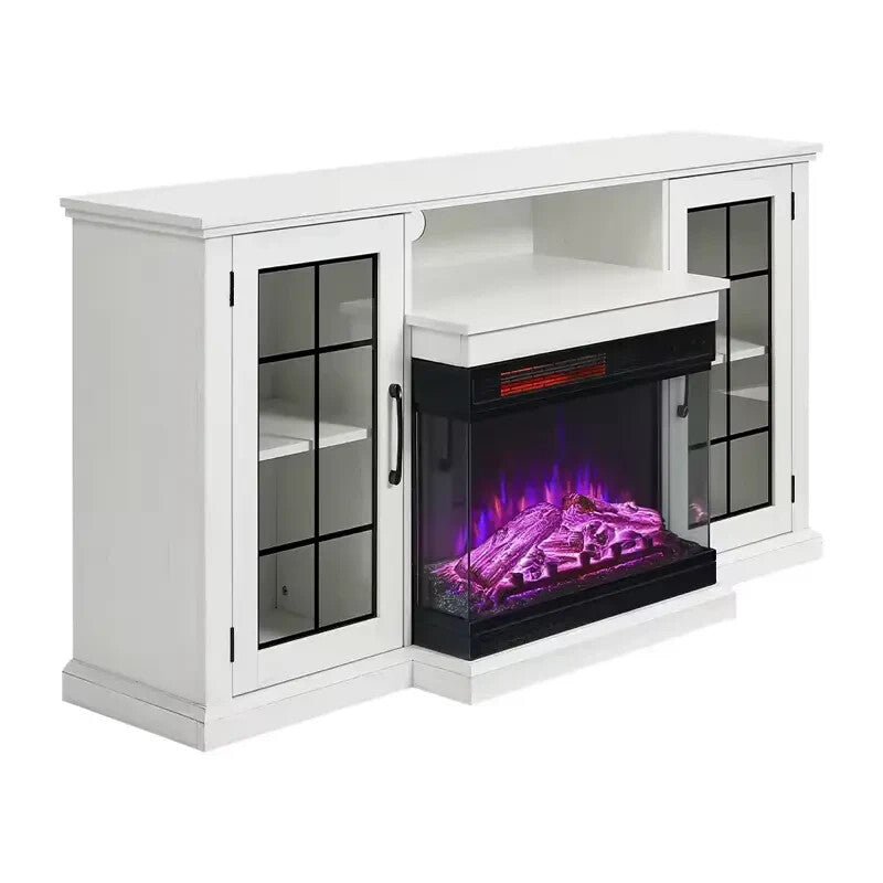 Electric Fireplace TV Stand 150cm Heater Cabinet with Storage & Remote - Kwikley