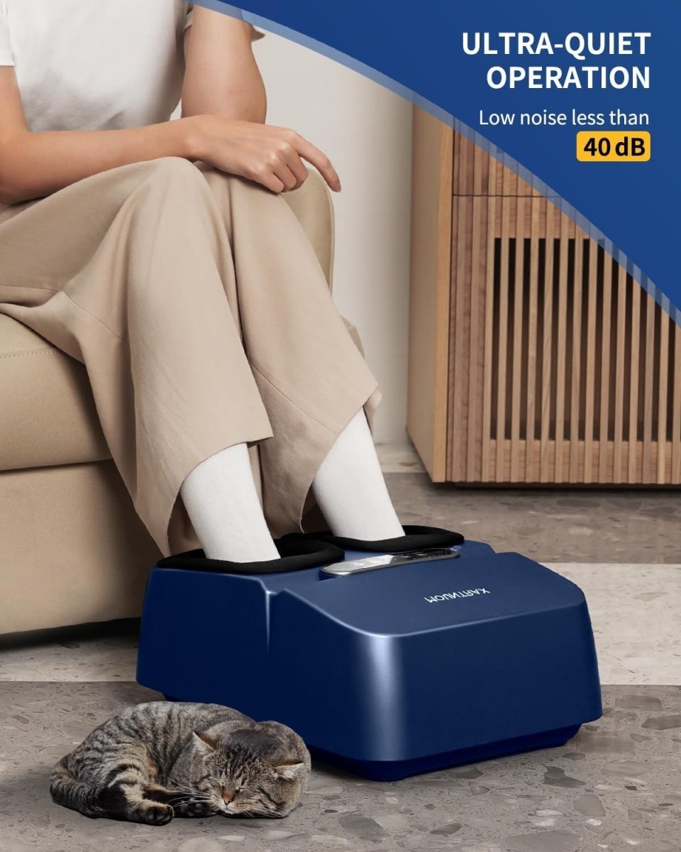 Electric Foot Massager Heated Shiatsu Plantar Fasciitis Pain Relief Spa - Blue - Kwikley