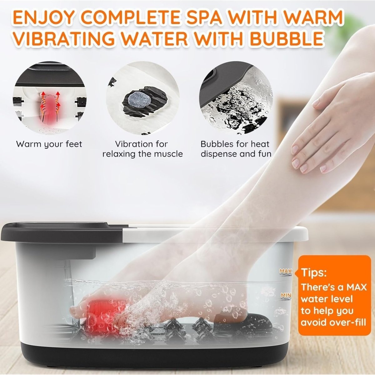 Electric Foot Spa Massager Heated Foot Bath Relaxation Soak - Kwikley