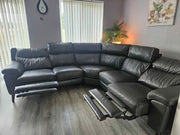 Electric Grey Leather Large Corner Sofa (PTP) - Kwikley