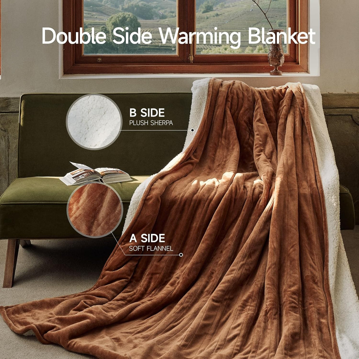 Electric Heated Blanket Double Extra Large 200x150cm Plush 9 Heat Auto Off - Kwikley